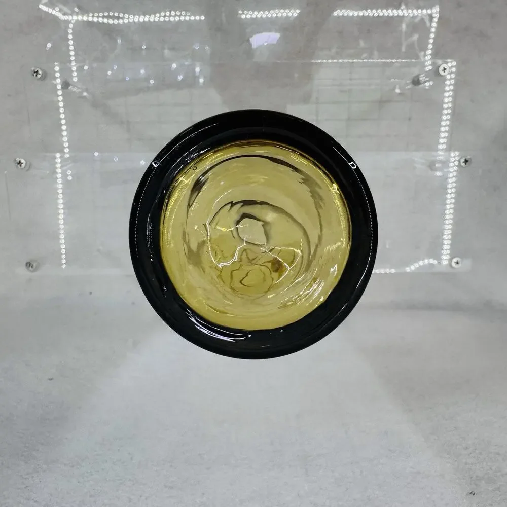 EUC Vintage MCM Golden Wheat Harvest Glass Vase 8” Tall Gold Rim